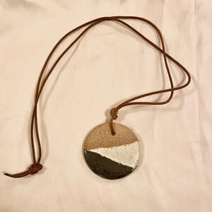 Hawkly Jewelry ceramic and leather necklace